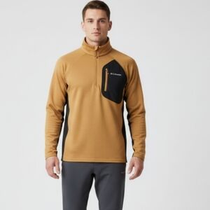 Columbia Men's Triple Canyon Half Zip Pullover In Gold/Black Size Small